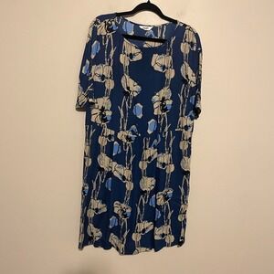 Toast blue floral dress uk10 viscose loose fit classic boho casual lagenlook